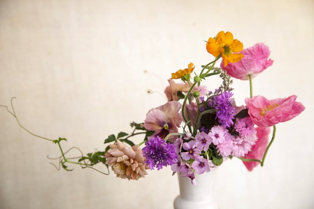 Airy bouquet on white, studio still life