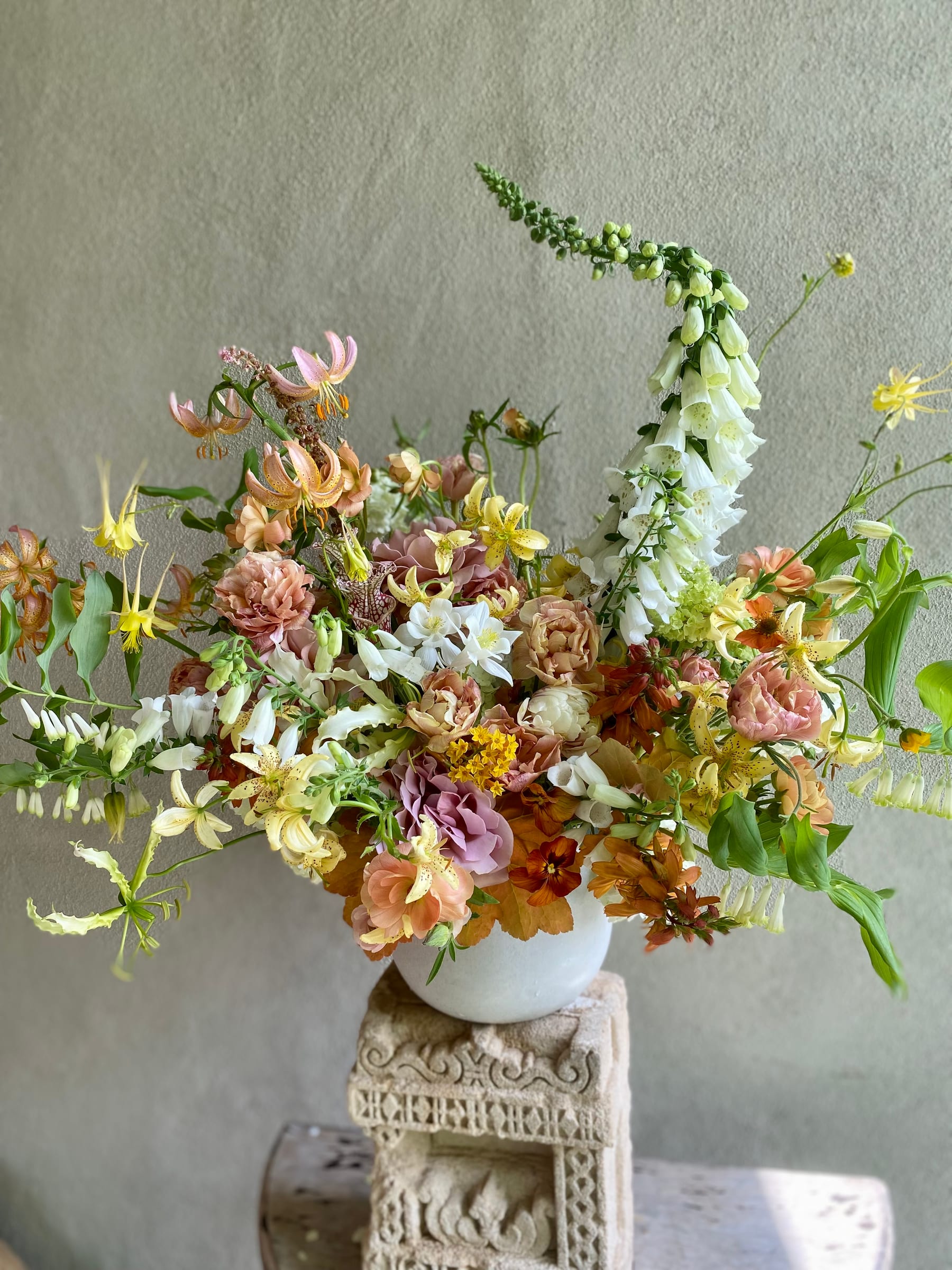 Sculptural pastel arrangement, bespoke commission