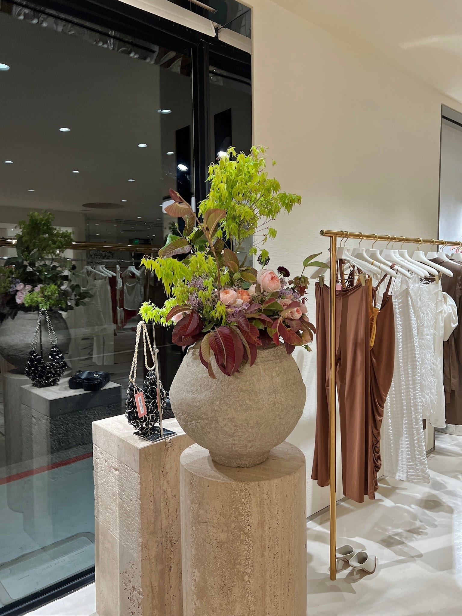 Boutique entrance floral plinth