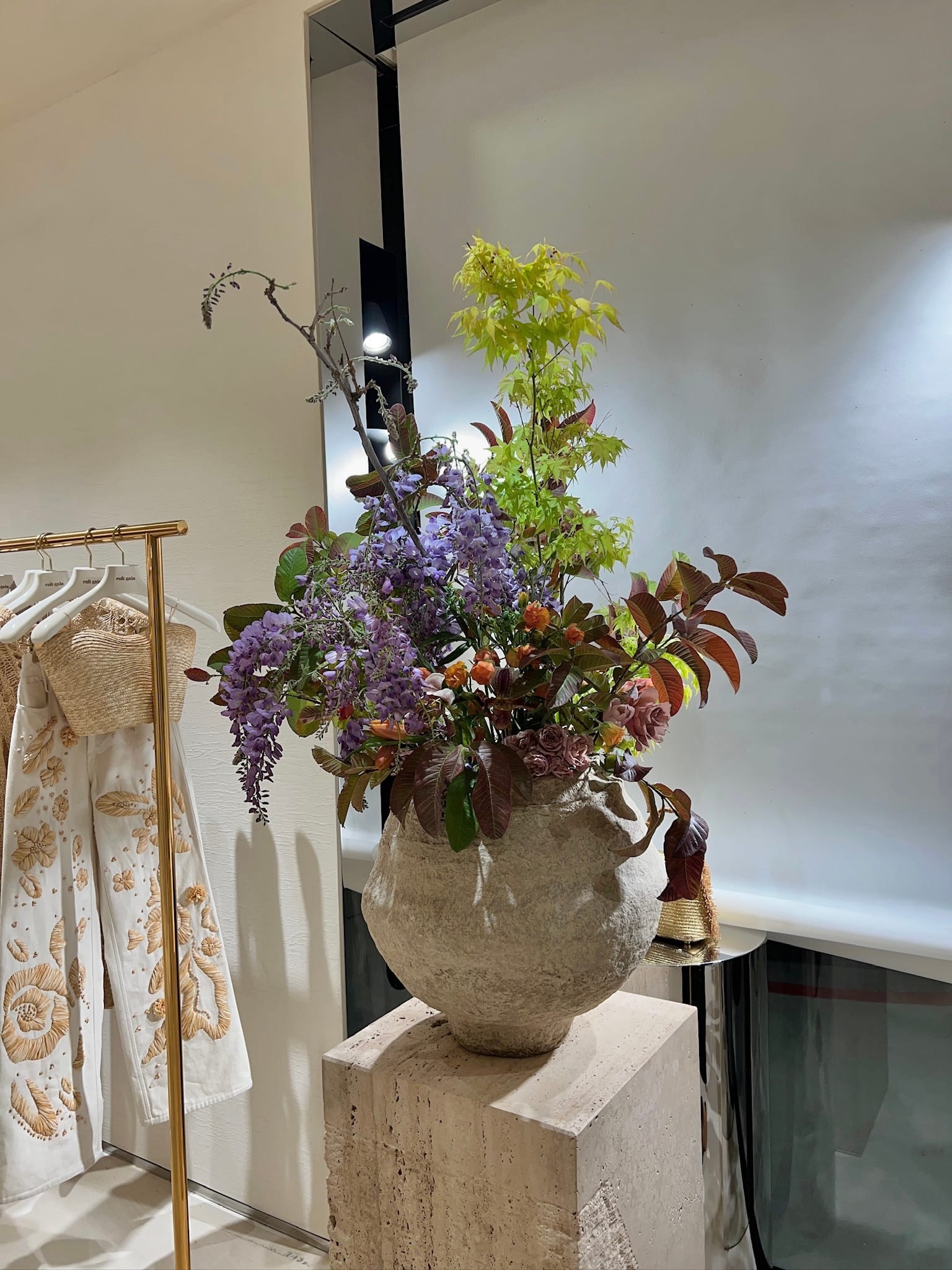 Boutique interior floral plinth