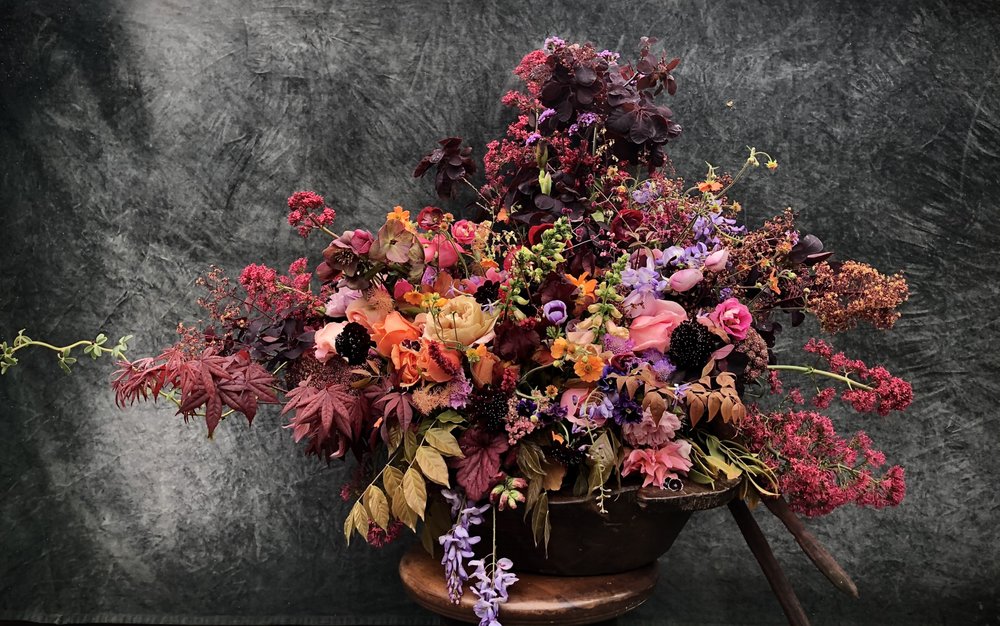 Sculptural floral arrangement