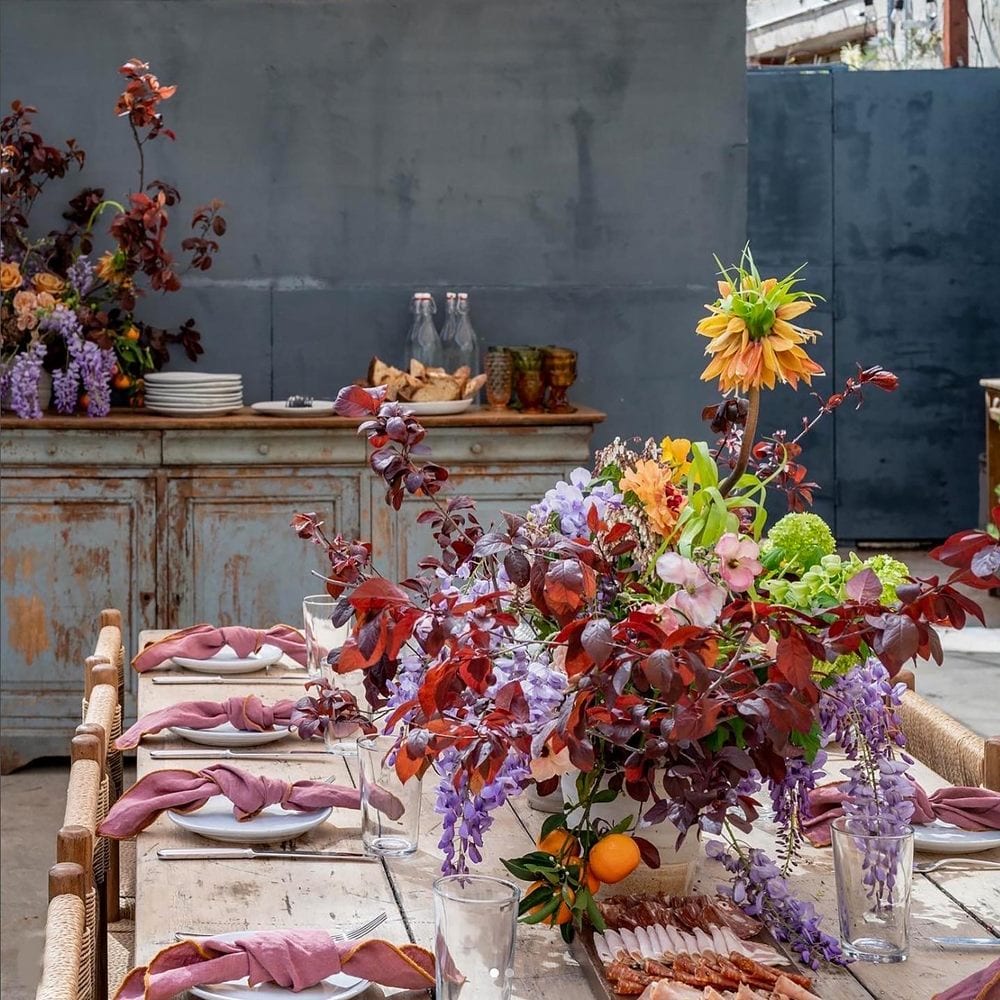 Floral table arrangement, event styling