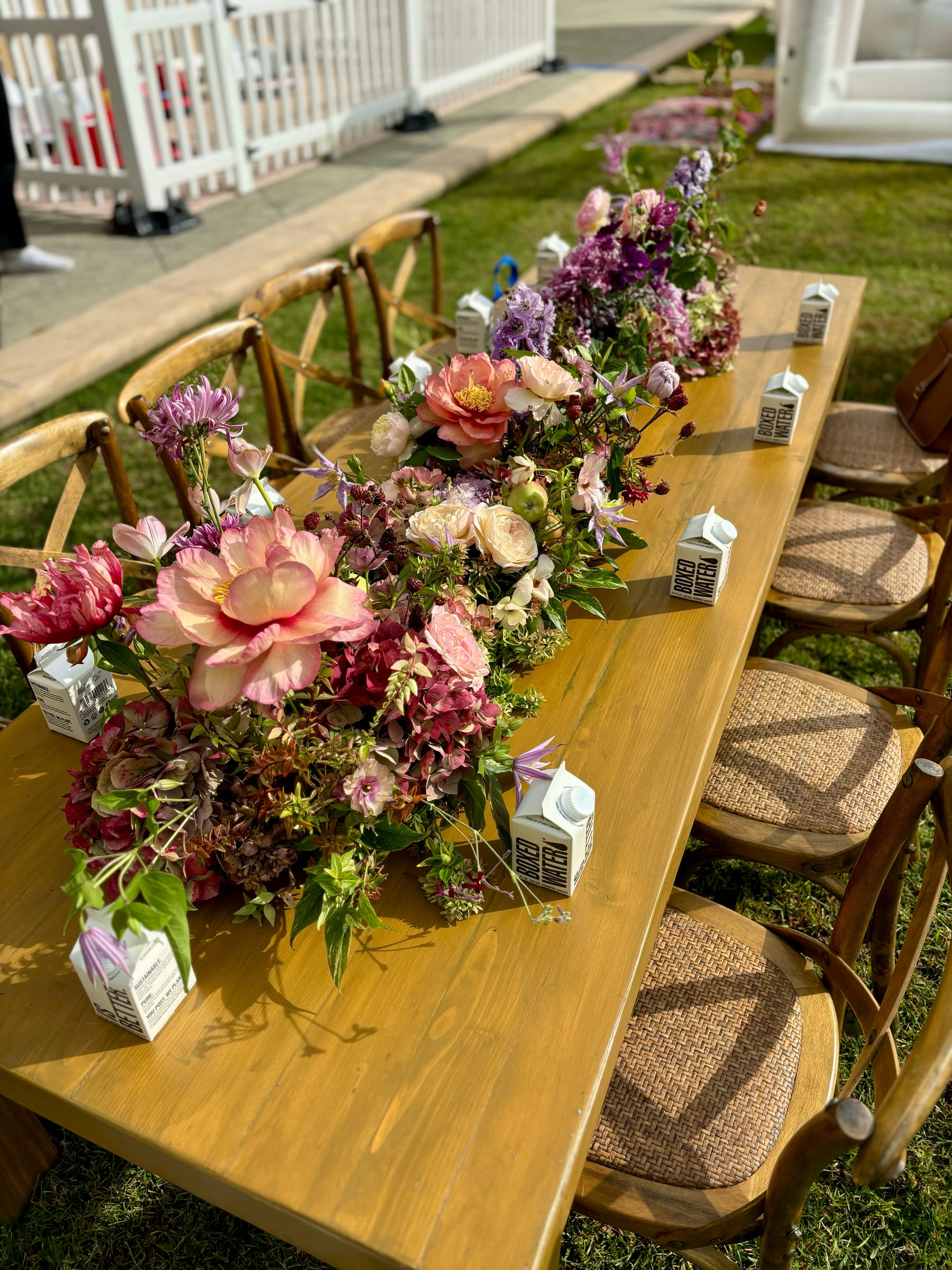 Long table floral runner, wedding 2025