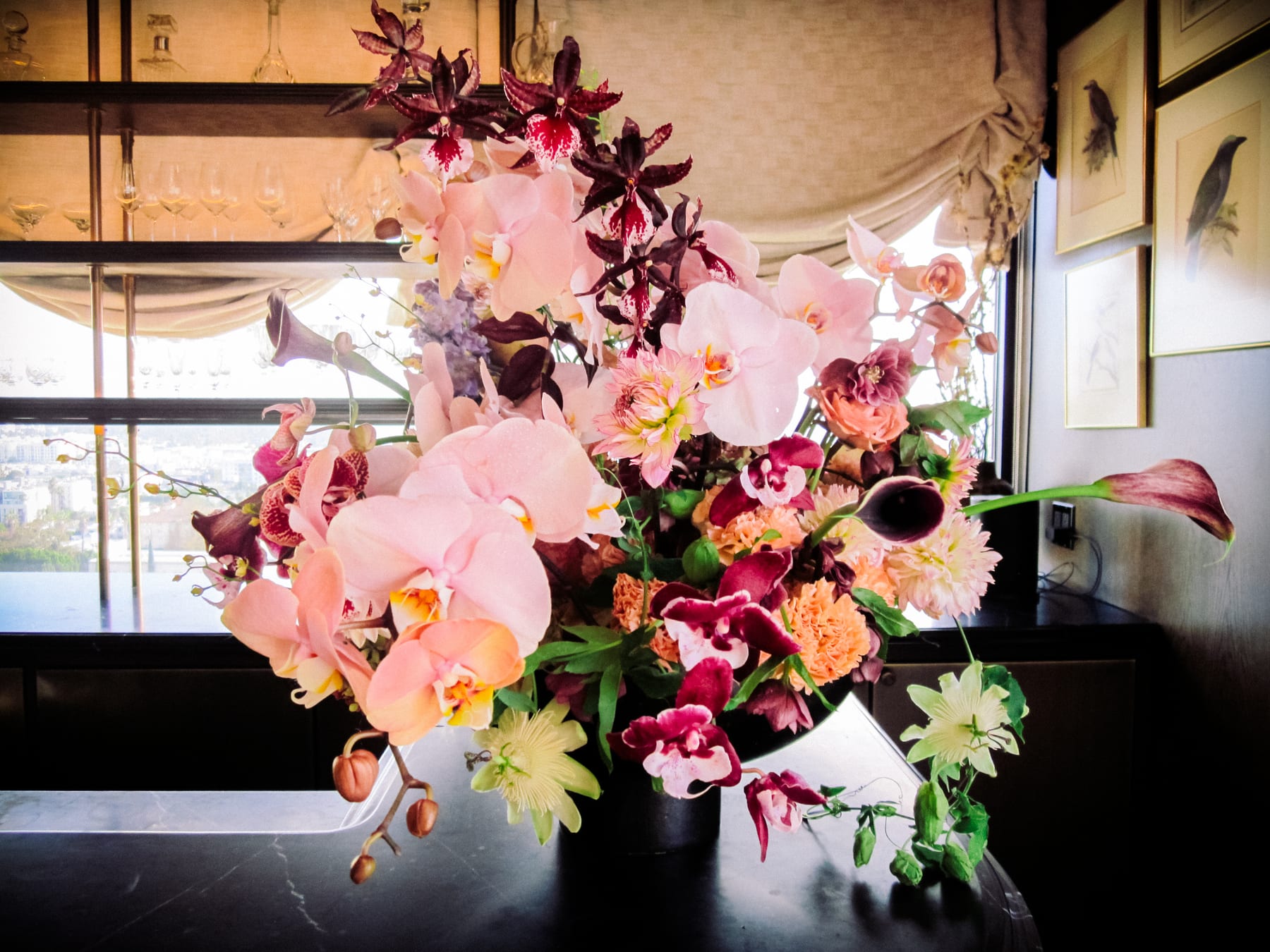 Orchid reception arrangement, wedding 2025