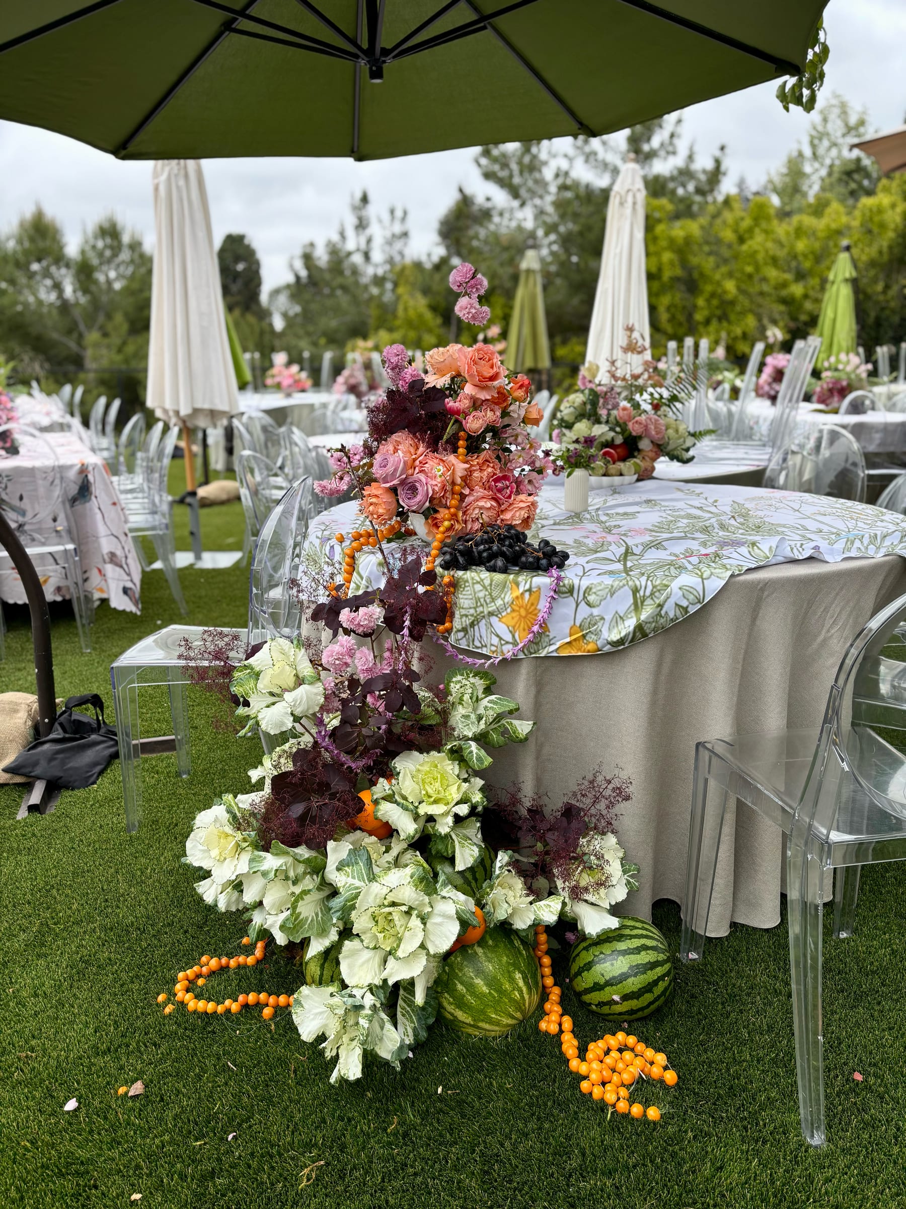 Cascading chair installation, wedding 2025