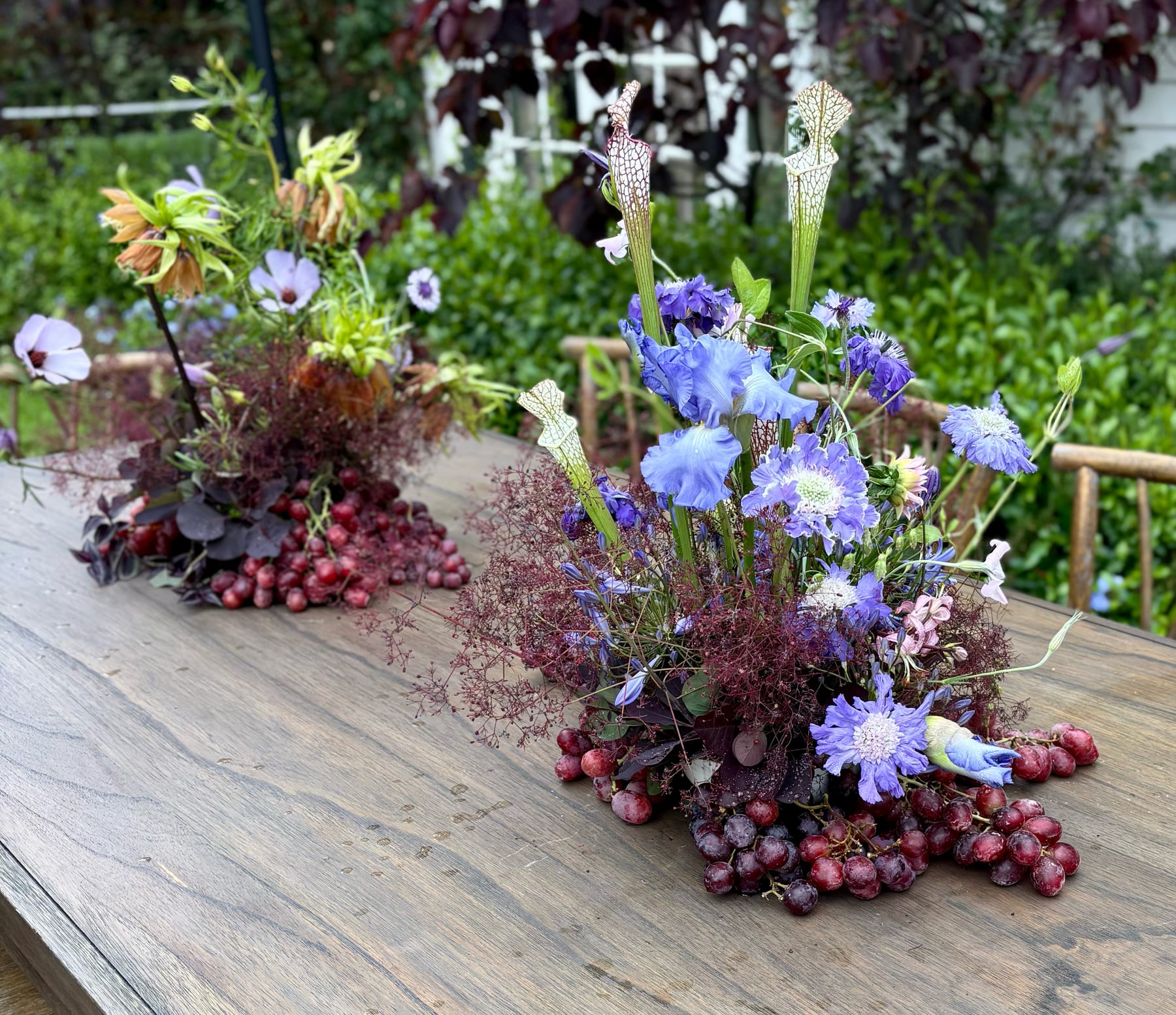 Blue iris table installation, wedding 2025